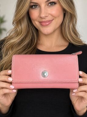 Coach Pink Leather Continental Wallet